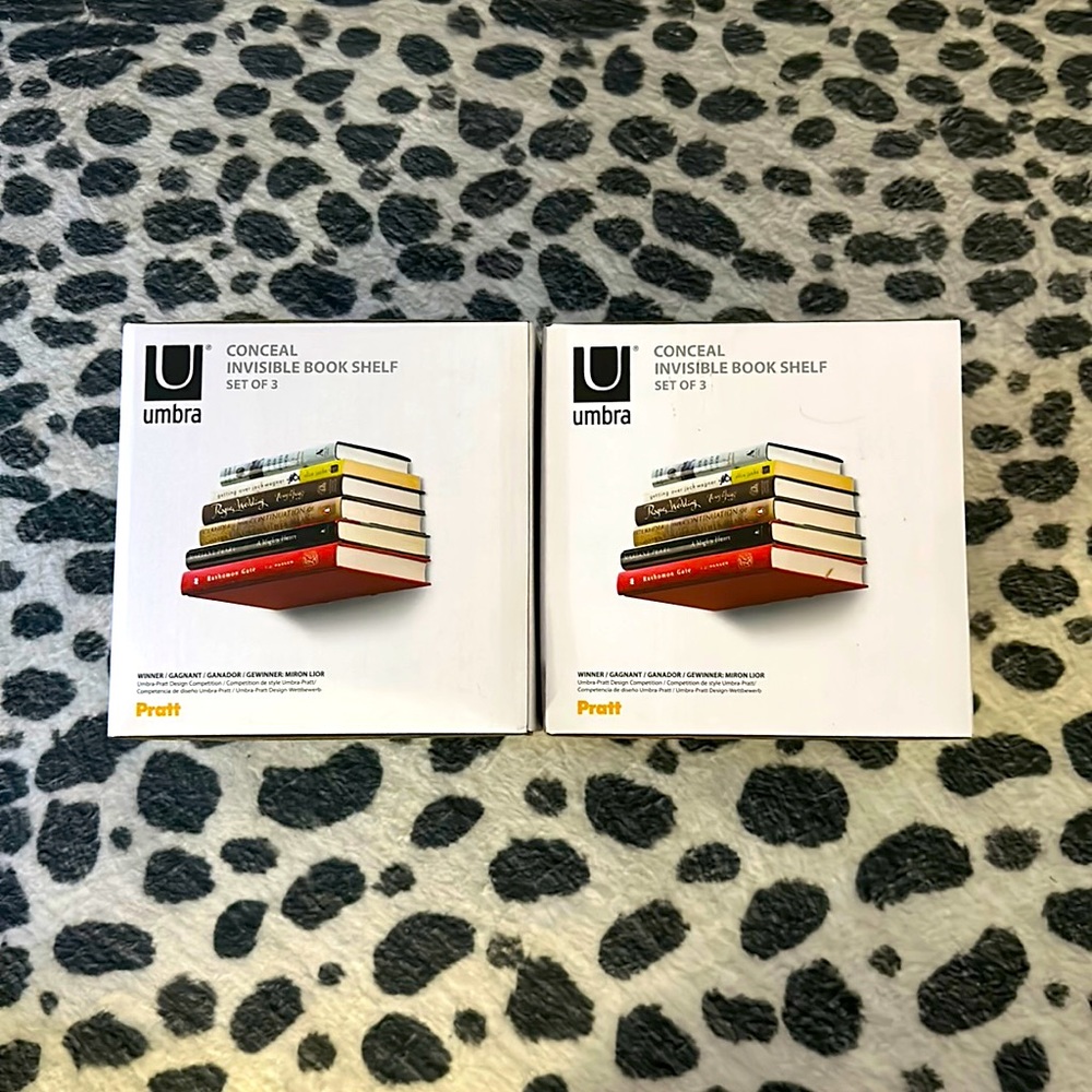 Set of Two Umbra Conceal Invisible Book Shelves 3-Packs